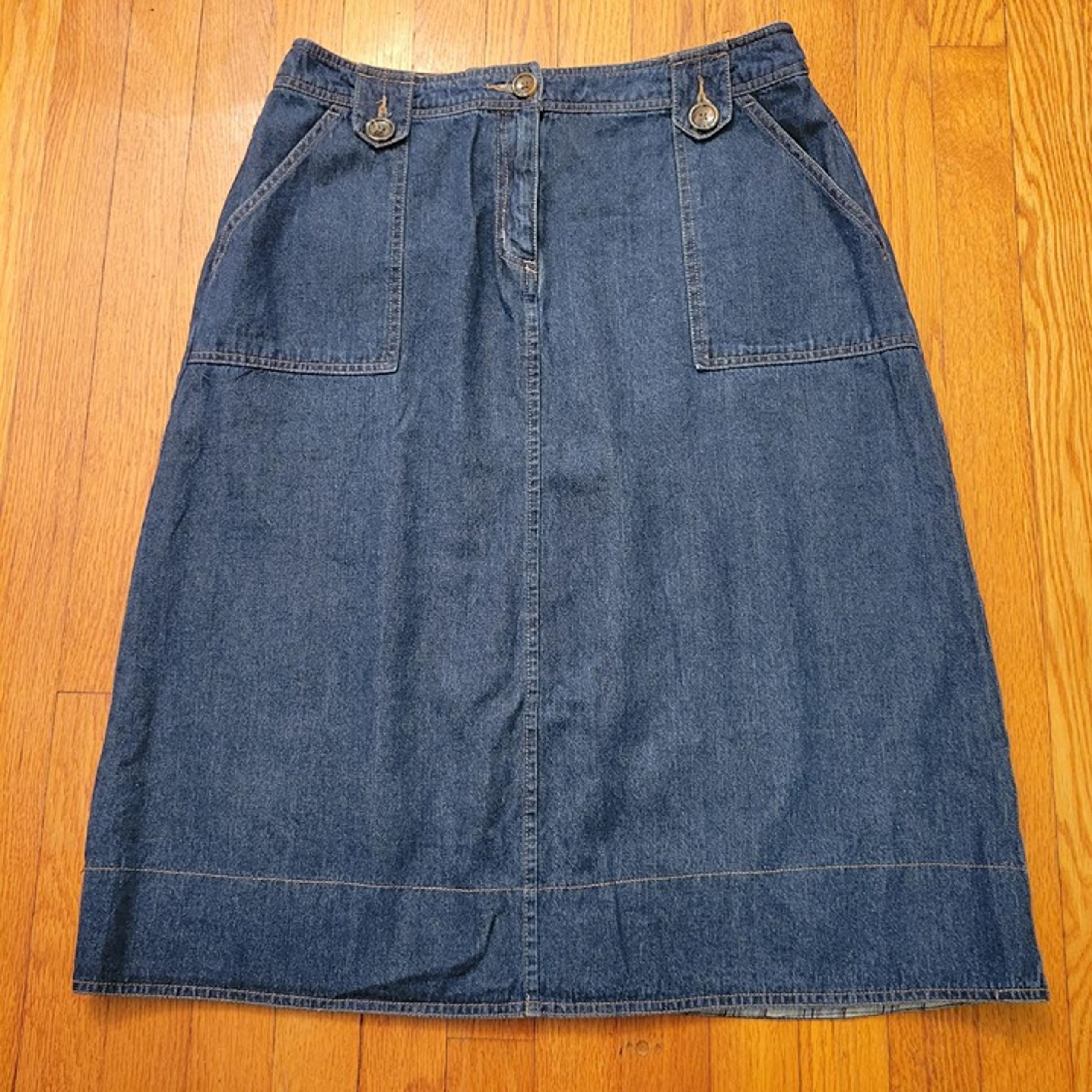 Kim Rogers 12 Blue Midi Skirt A Line Pockets Yellowstone Western