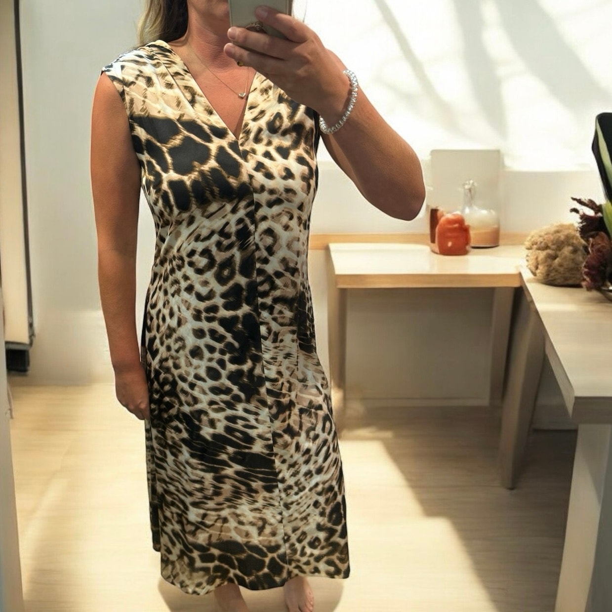 ALEX MARIE animal print sleeveless midi dress size 4