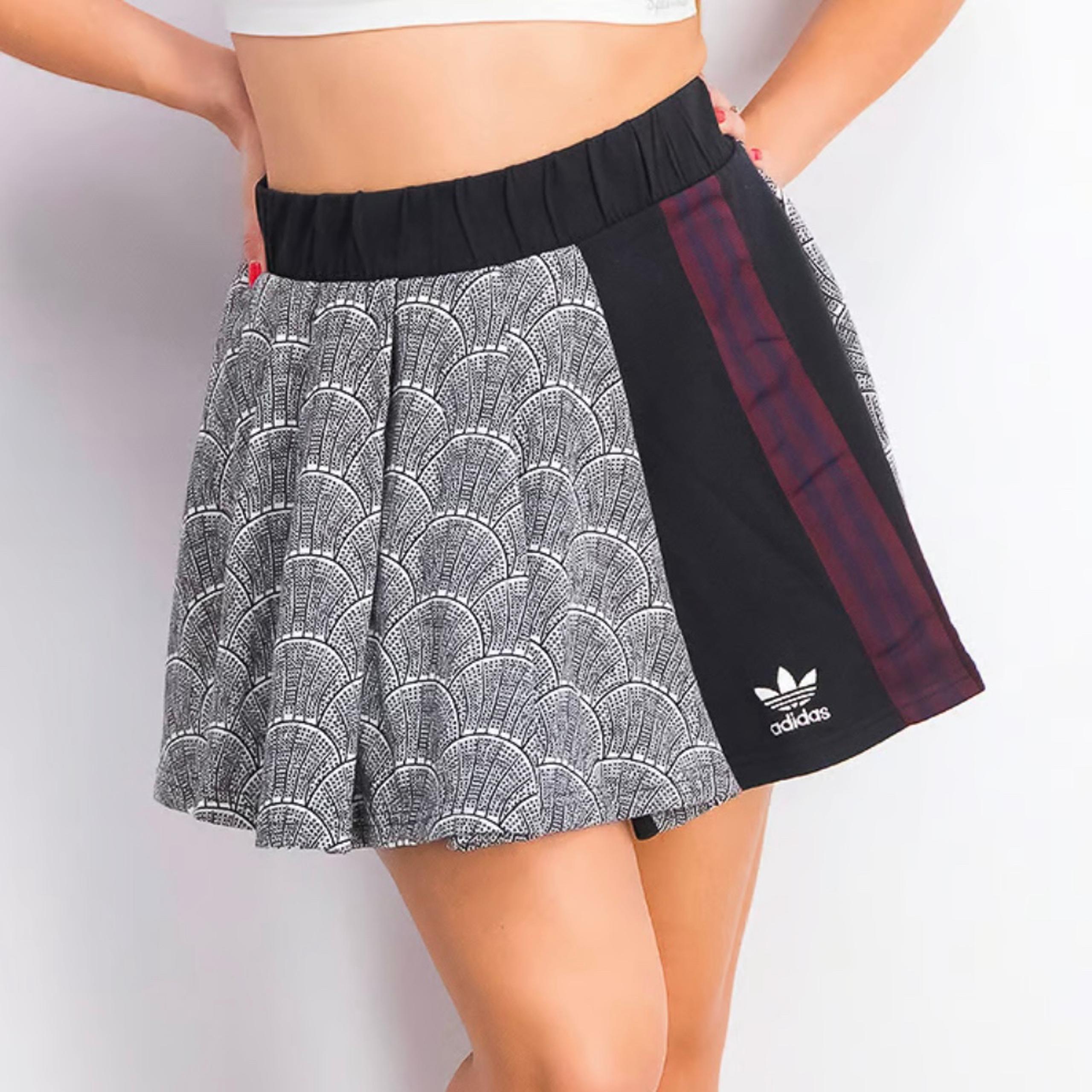 Adidas Originals Shell Tide Pleated Skirt White Black S mini sporty athletic