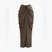 V-neck Ruched Top And V-shape Cut Waist Maxi Skirt Set