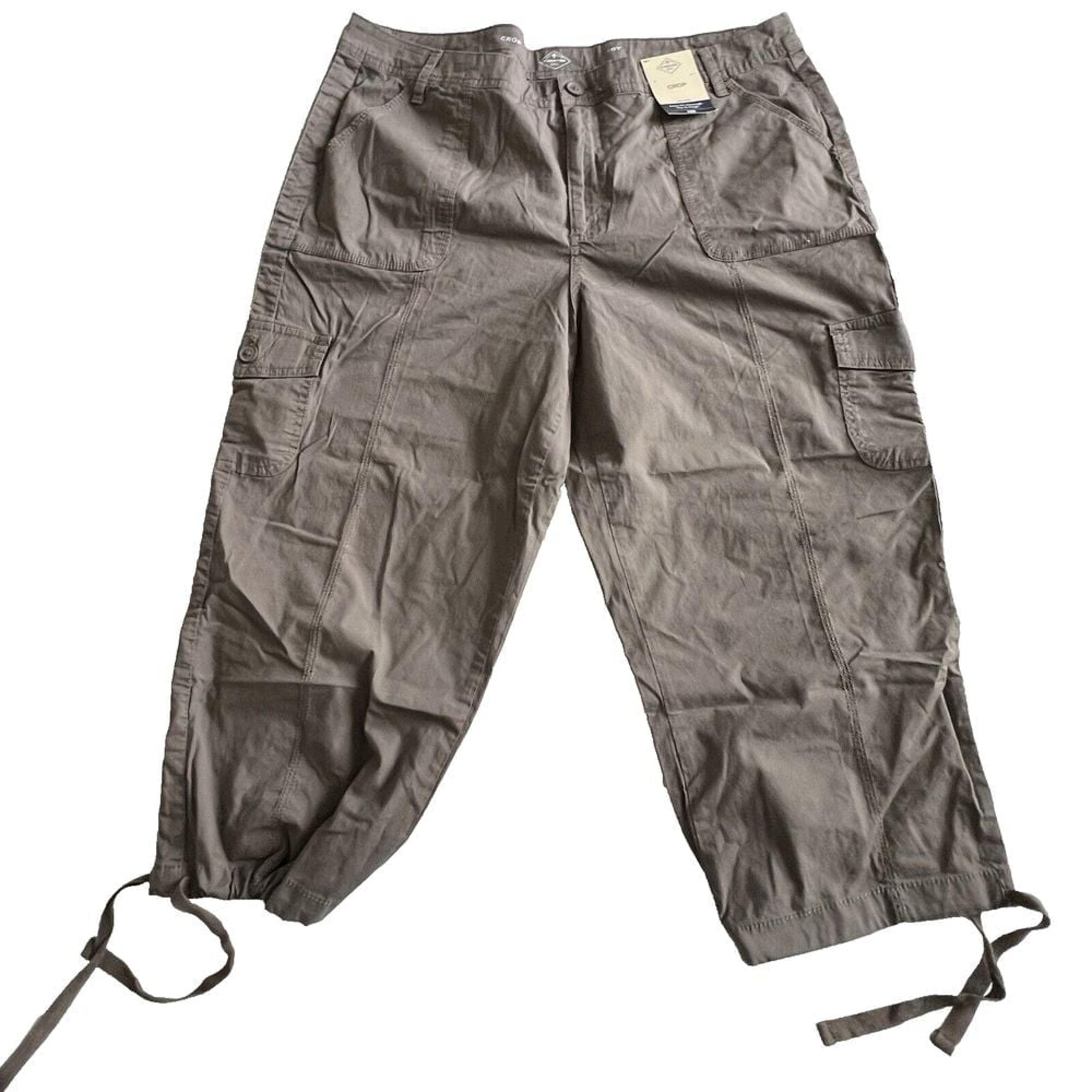 ST. JOHN'S BAY Womens Size 16 T Crop Mid Rise Taupe Pants NEW WITH TAGS