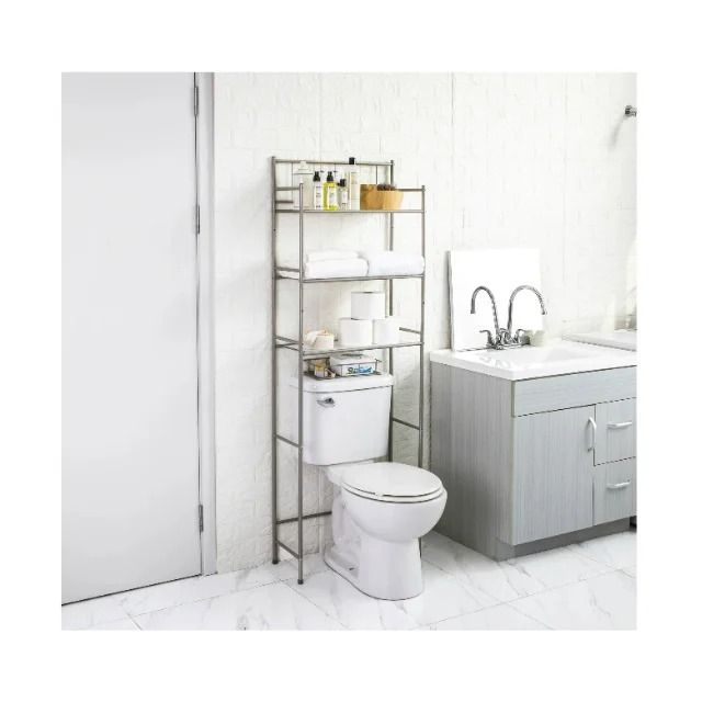 Mainstays 4 Piece Steel Satin Nickel Bath Shelves Set 15 lb Capacity - NEW
