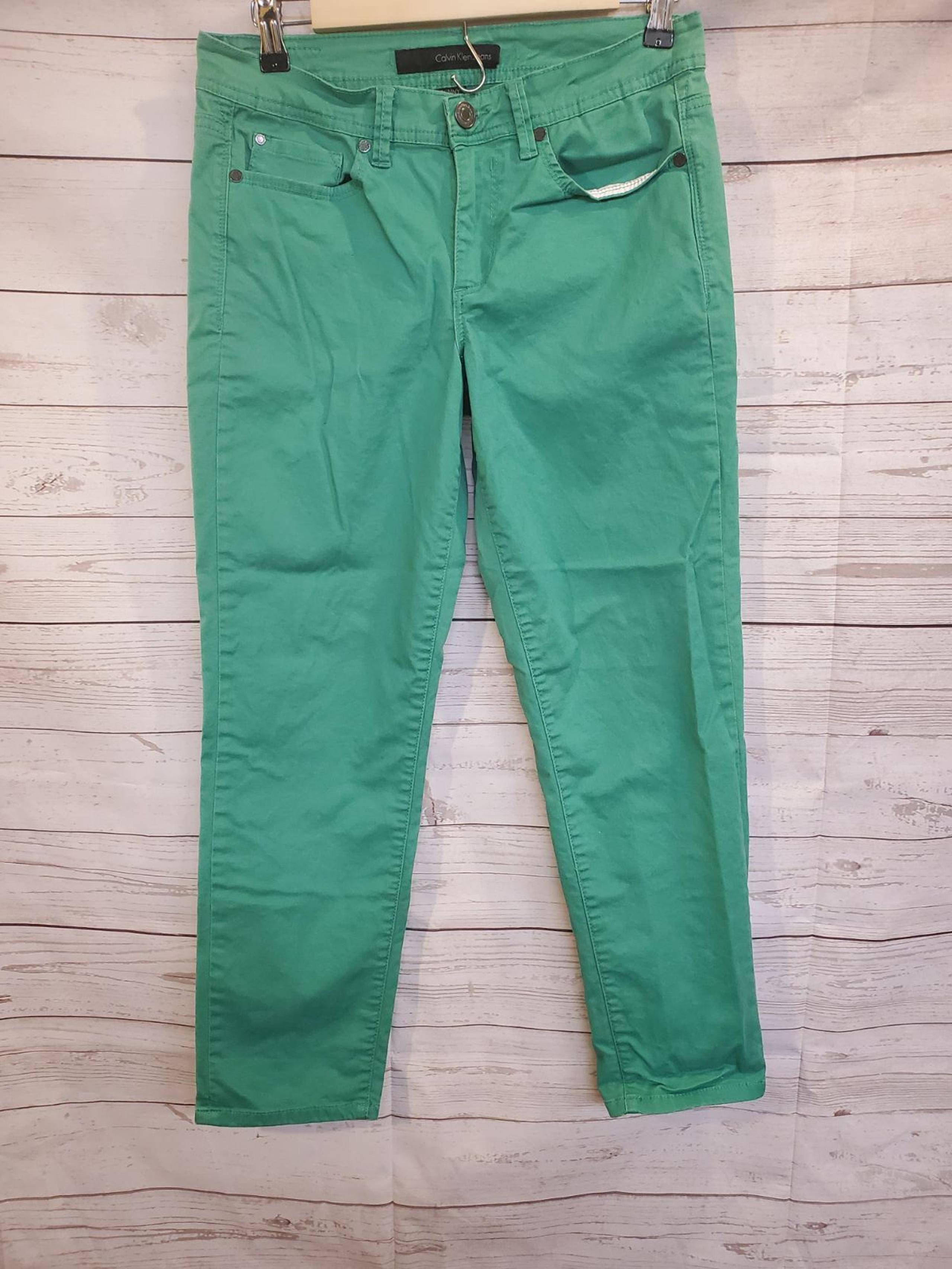 Calvin Klein Sz 6 Green Cropped Jeans