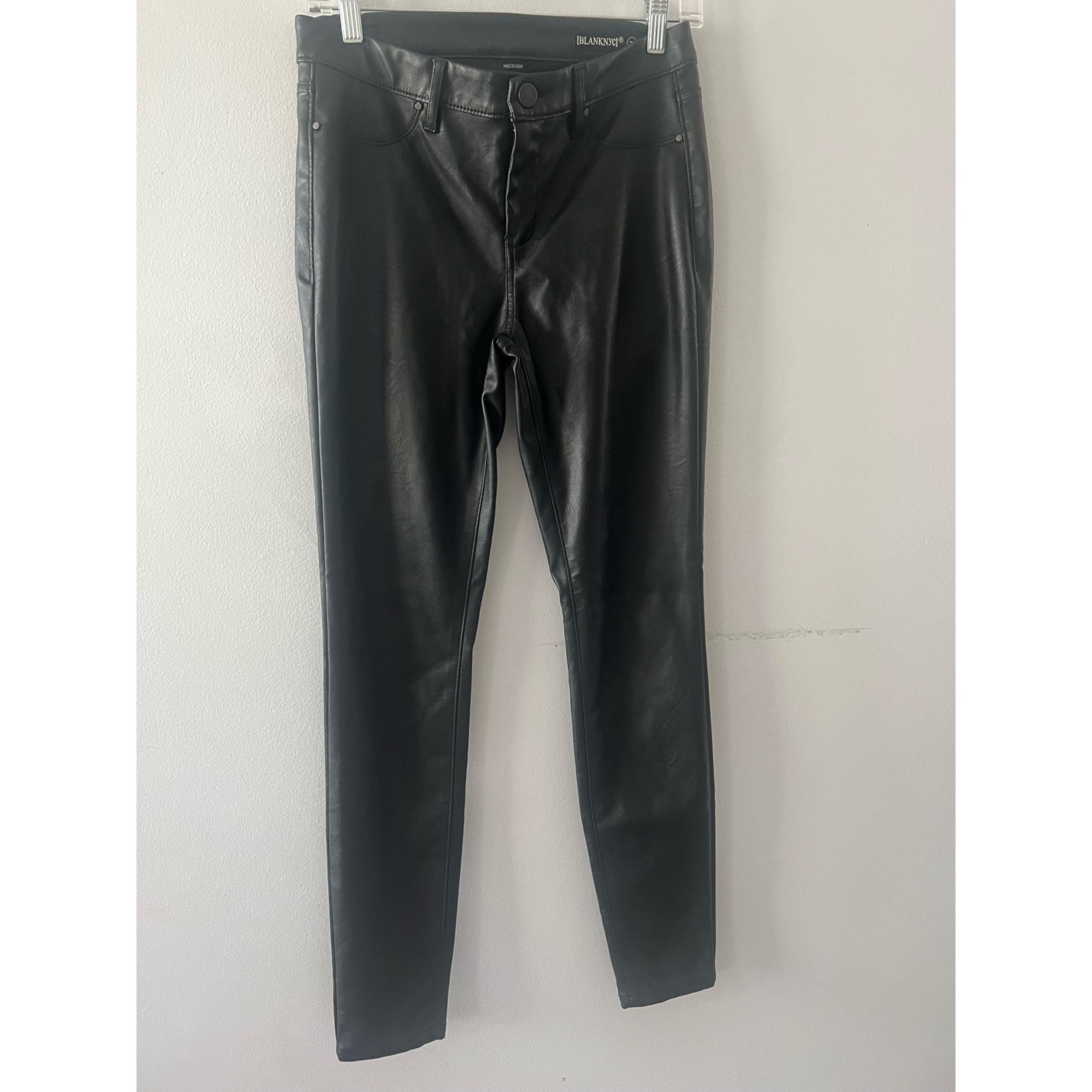 Blank NYC Pants Women's 27 Black Faux Leather Skinny Biker Festival Vegan Emo