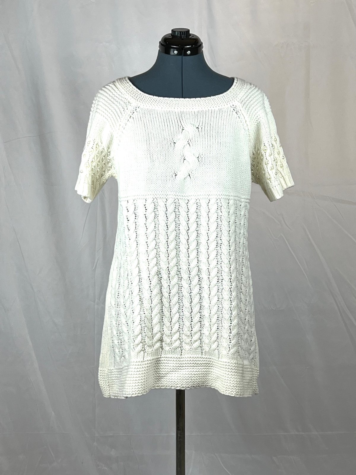John Paul Richard ivory, mixed cable knit XL 806
