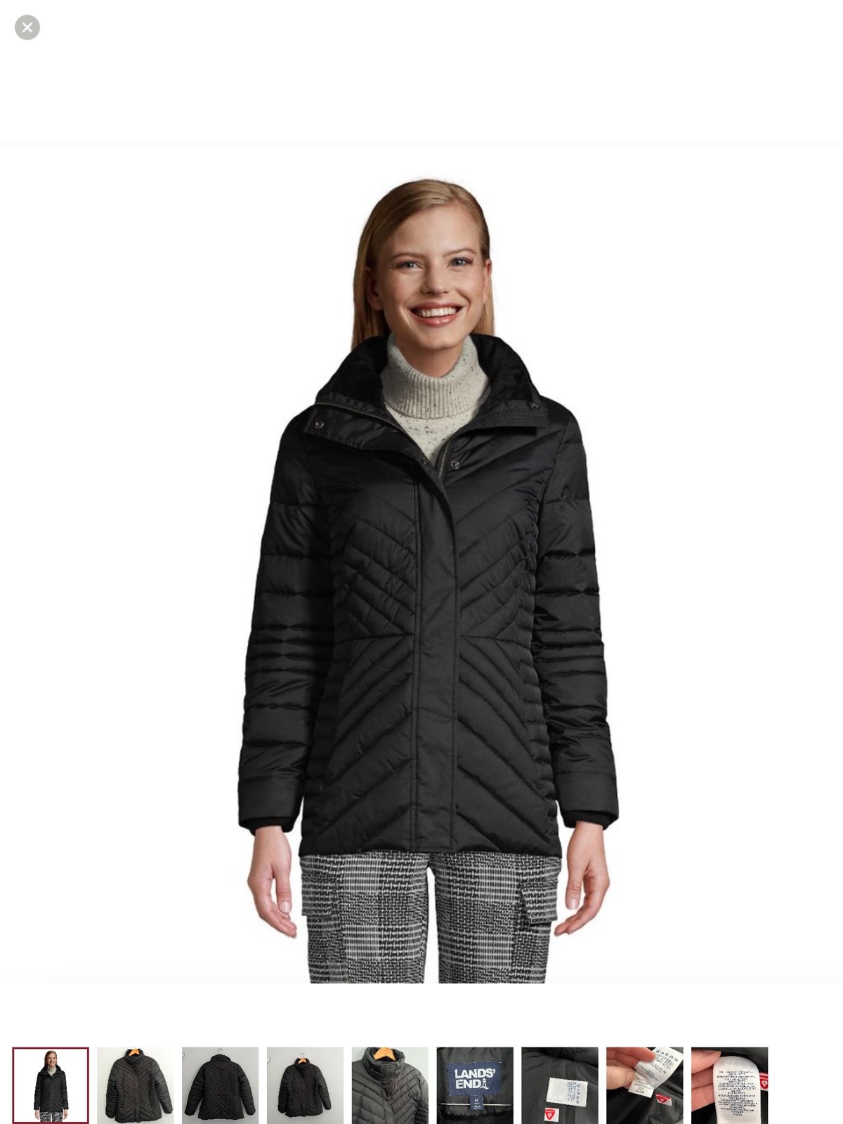 Lands end ladies tall plush insulated jacket large black