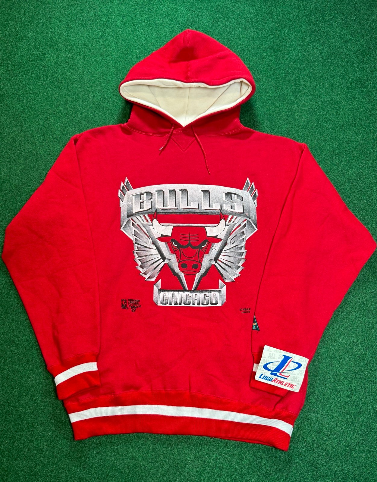 90s Chicago Bulls Logo Athletics hoodie sweatshirt deadstock new with tags baske