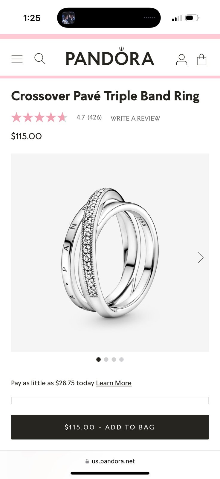 NEW Pandora Crossover Pavé Triple Band Ring