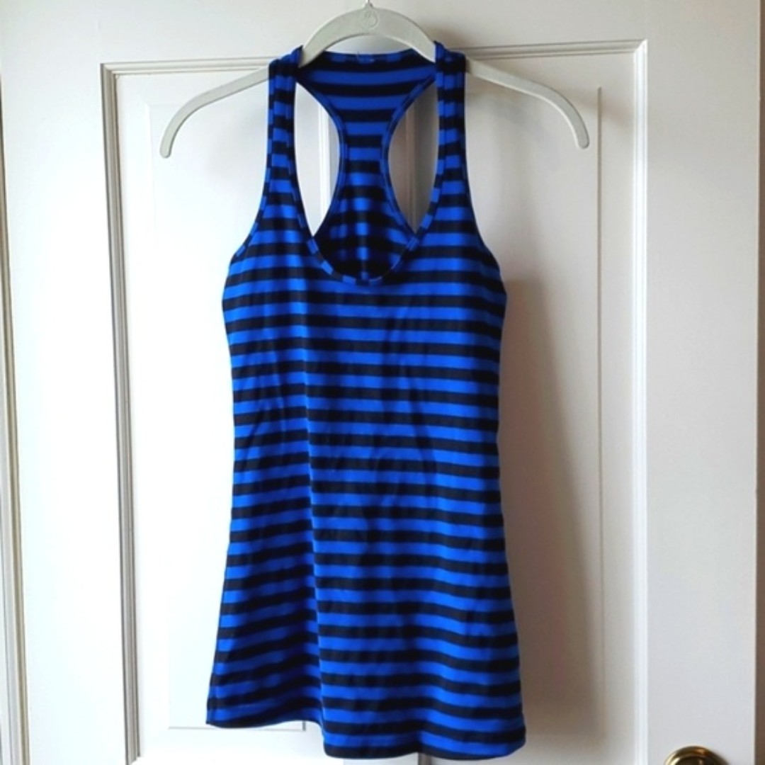 LULULEMON STRIPED RACER BACK TANK TOP SMALL LONG LENGTH