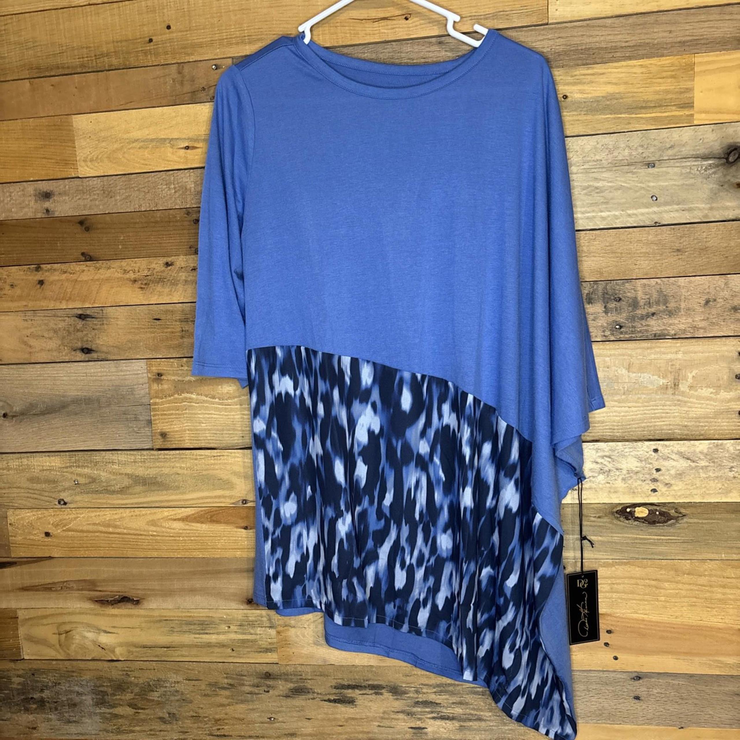Dg2 Diane Gilman Womens Top NWT Size Large Blue Oversized Asymmetrical