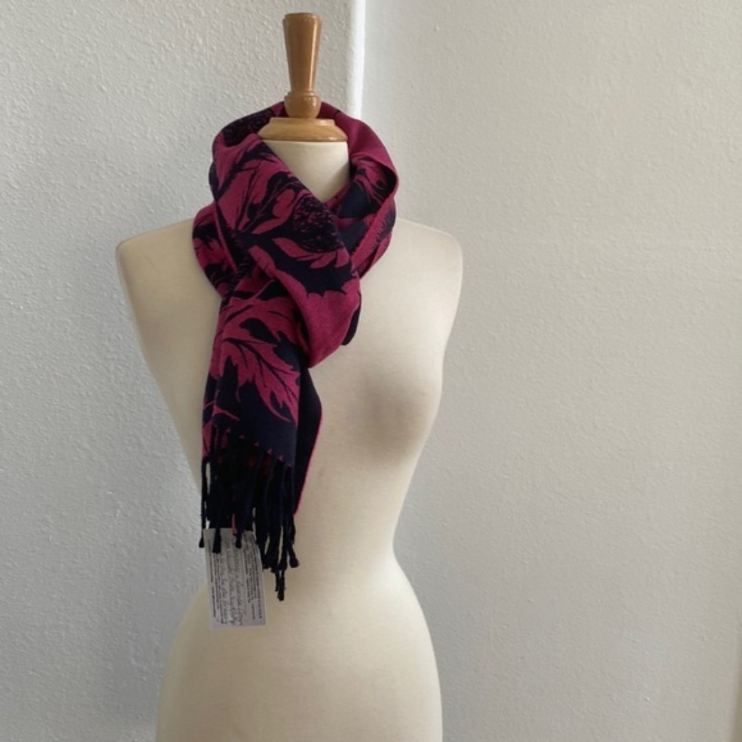 Floral Reversible Scarf with Fringe