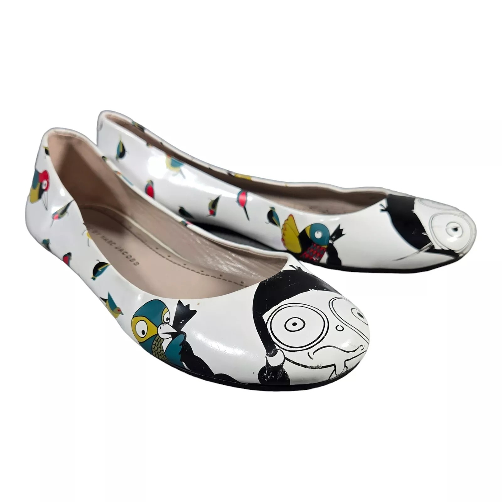 Marc Jacobs Bird Leather Ballet Flats - Women's Round Toe - Size 6.5-7/EU 37