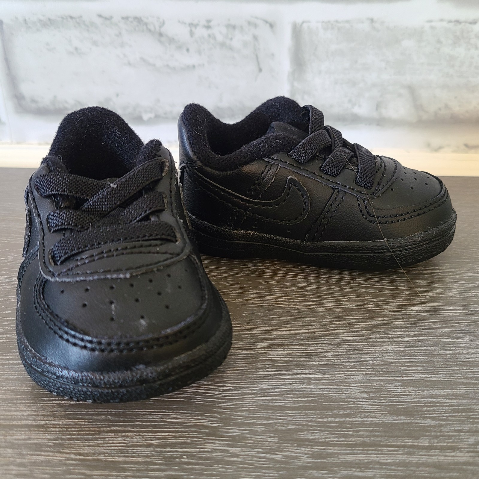 Nike Air Force 1 Baby Crib CB Shoes Solid Black Leather CK2201-001 Infant Sz 1C