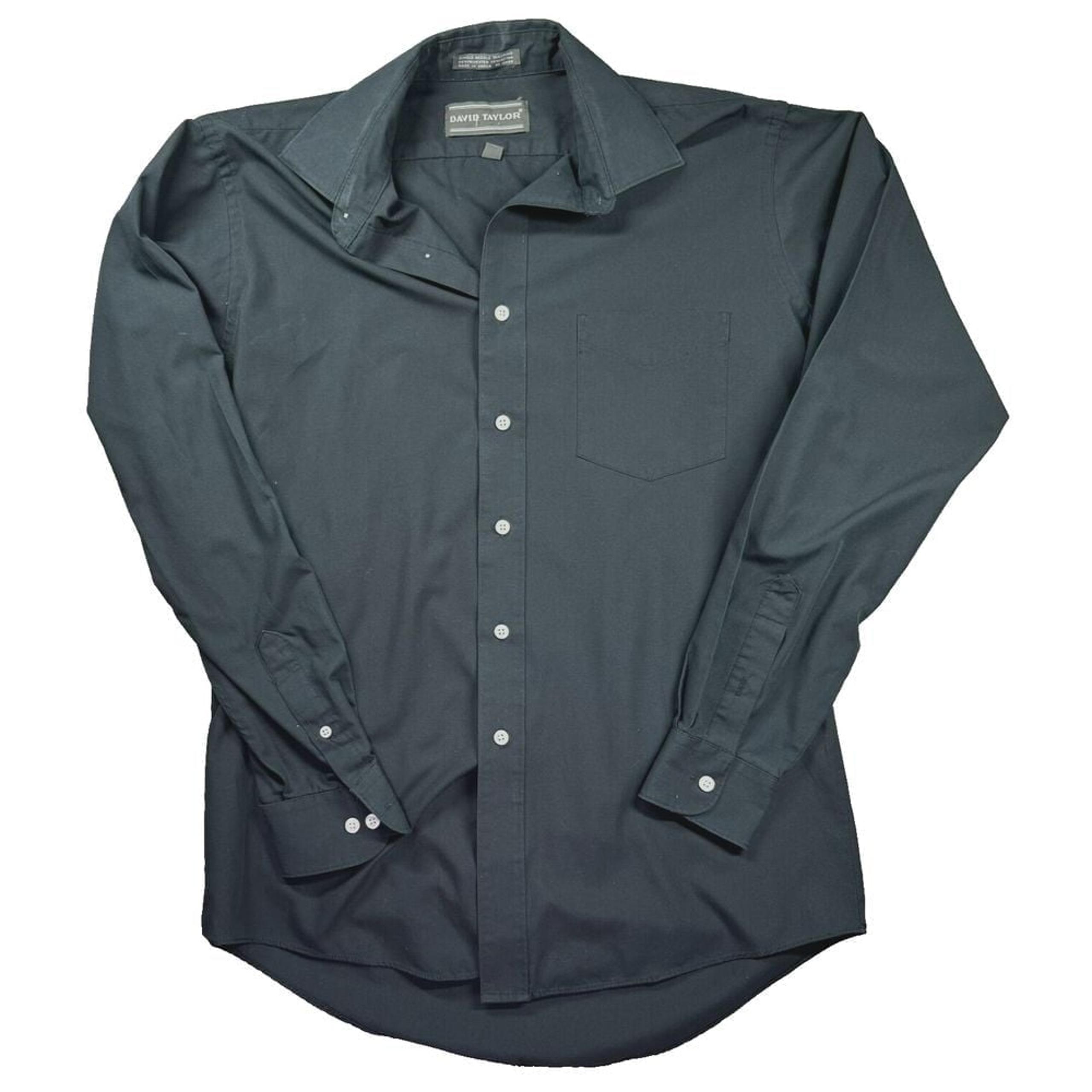 David Taylor Dress Shirt Mens 15.5 34/35 Black Long Sleeve Work Casual Suit