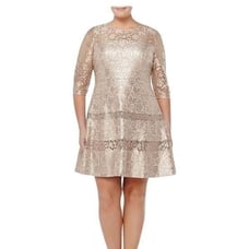 Kay Unger Gold Lace Tiered Cocktail Dress| Size 16W