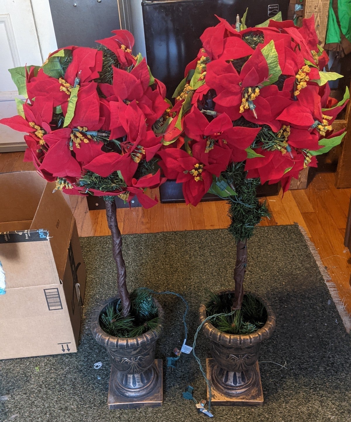 HSN 3' Light up Poinsettia Trees (Set of 2)