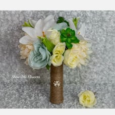Succulent Rose Burlap Wedding Bouquet