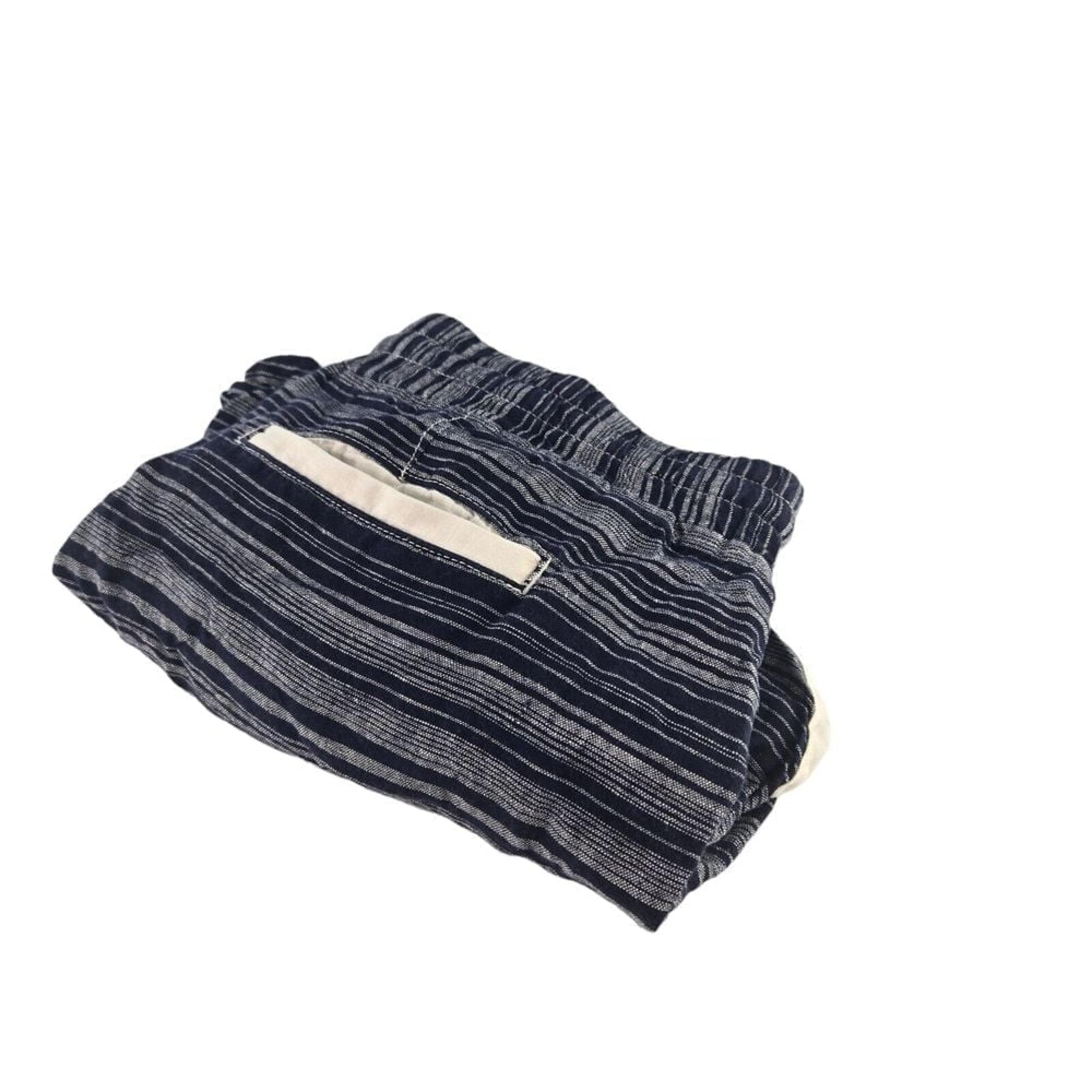 Athleta Jacquard Sandbar 596505-03 Women 8 Linen Shortie Navy Blue Striped Short