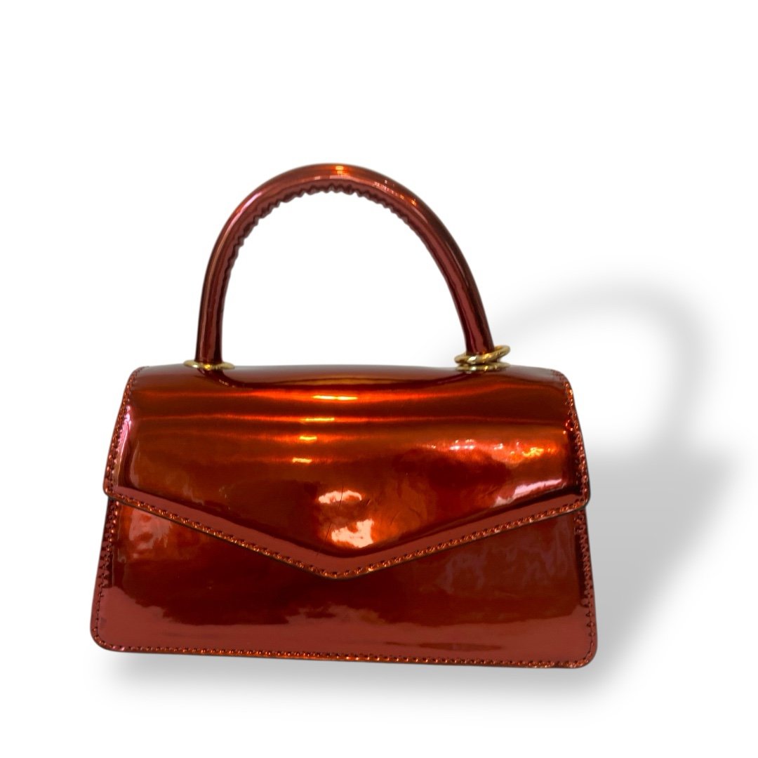 Aldo Metallic Mini Handbag - Shiny Red