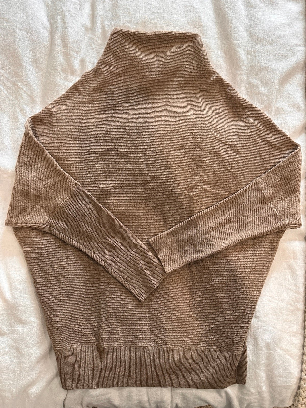 AllSaints Ridley Funnel Neck Wool & Cashmere Oatmeal Beige Brown