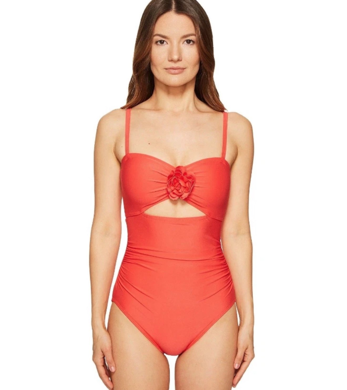 Kate Spade New York Women's Paprika Peekaboo Flower Bathing Suit Size Large NWT