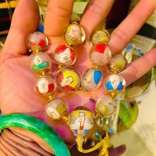 Vintage Reverse panited prayer glass beads
