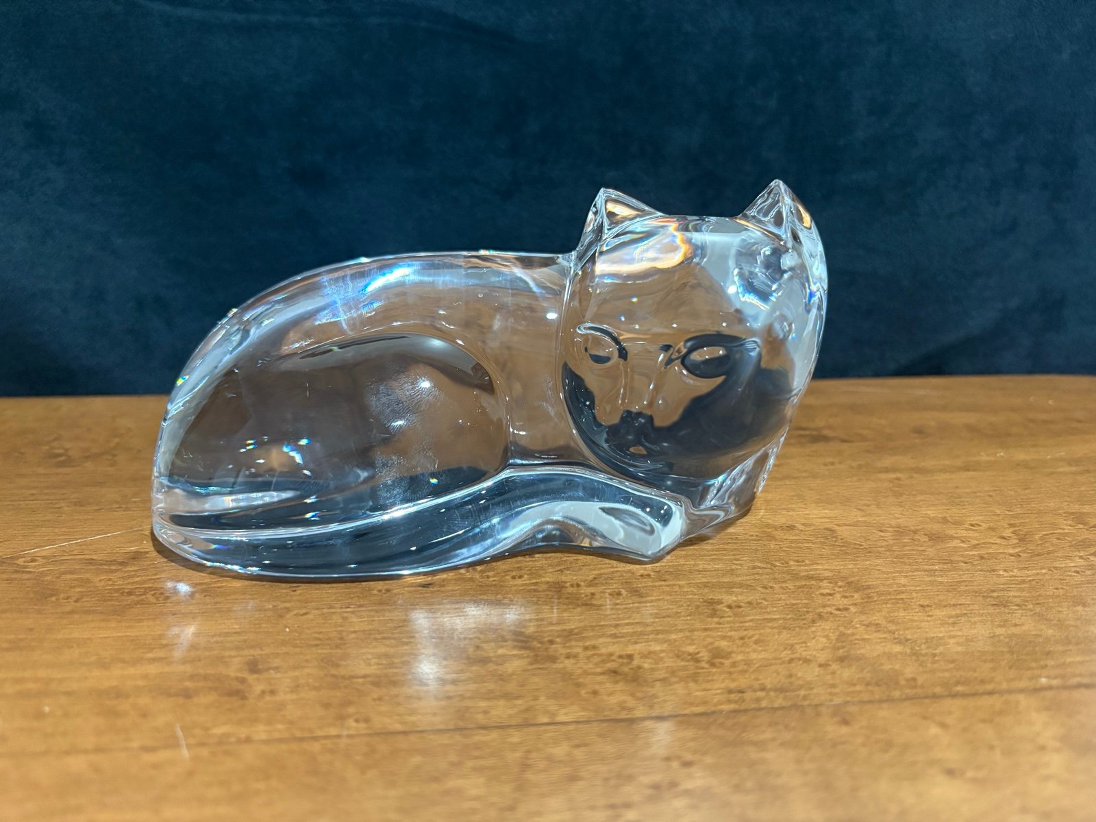 Val St. Lambert Crystal Cat Figurine