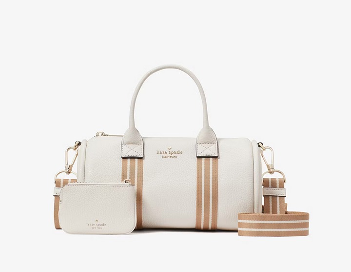 Kate Spade Rosie Small Duffle Barrel Pebbled Leather Crossbody Parchment KG218