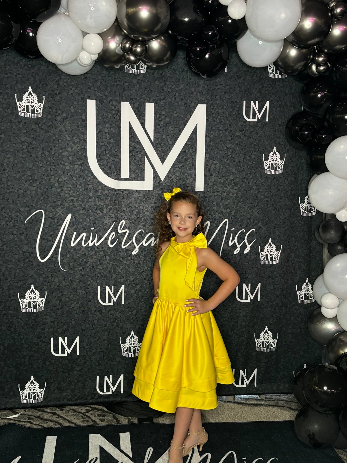 Yellow A line pageant interview dress