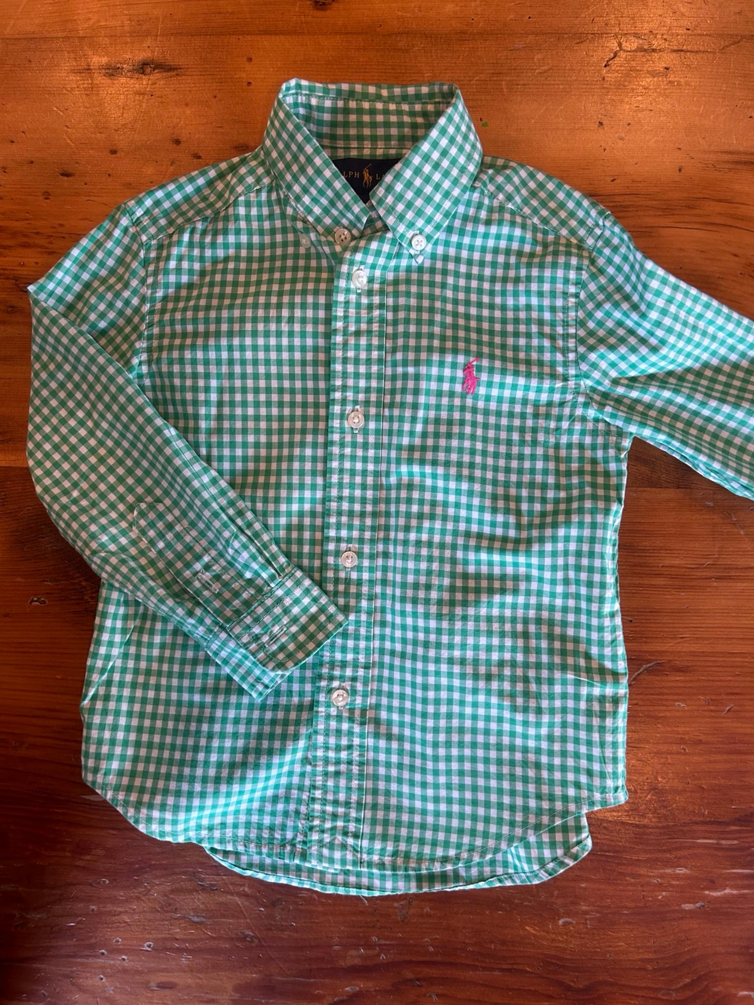 Ralph Lauren 3T Green Gingham Button Down