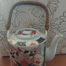 Vintage Japanese Fred Roberts Asian Carnation Design Porcelain Teapot