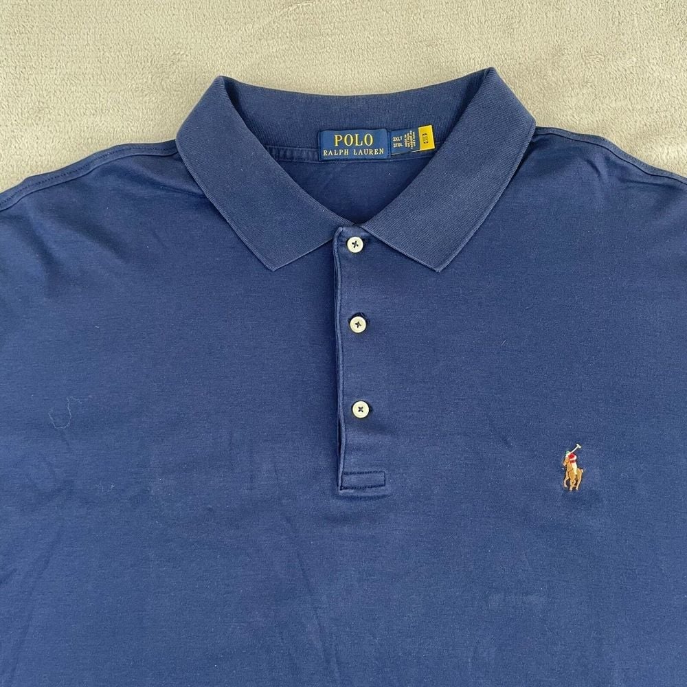 Polo Ralph Lauren Polo Shirt Men 3XLT Tall Blue Short Sleeve Flesh Pony Preppy