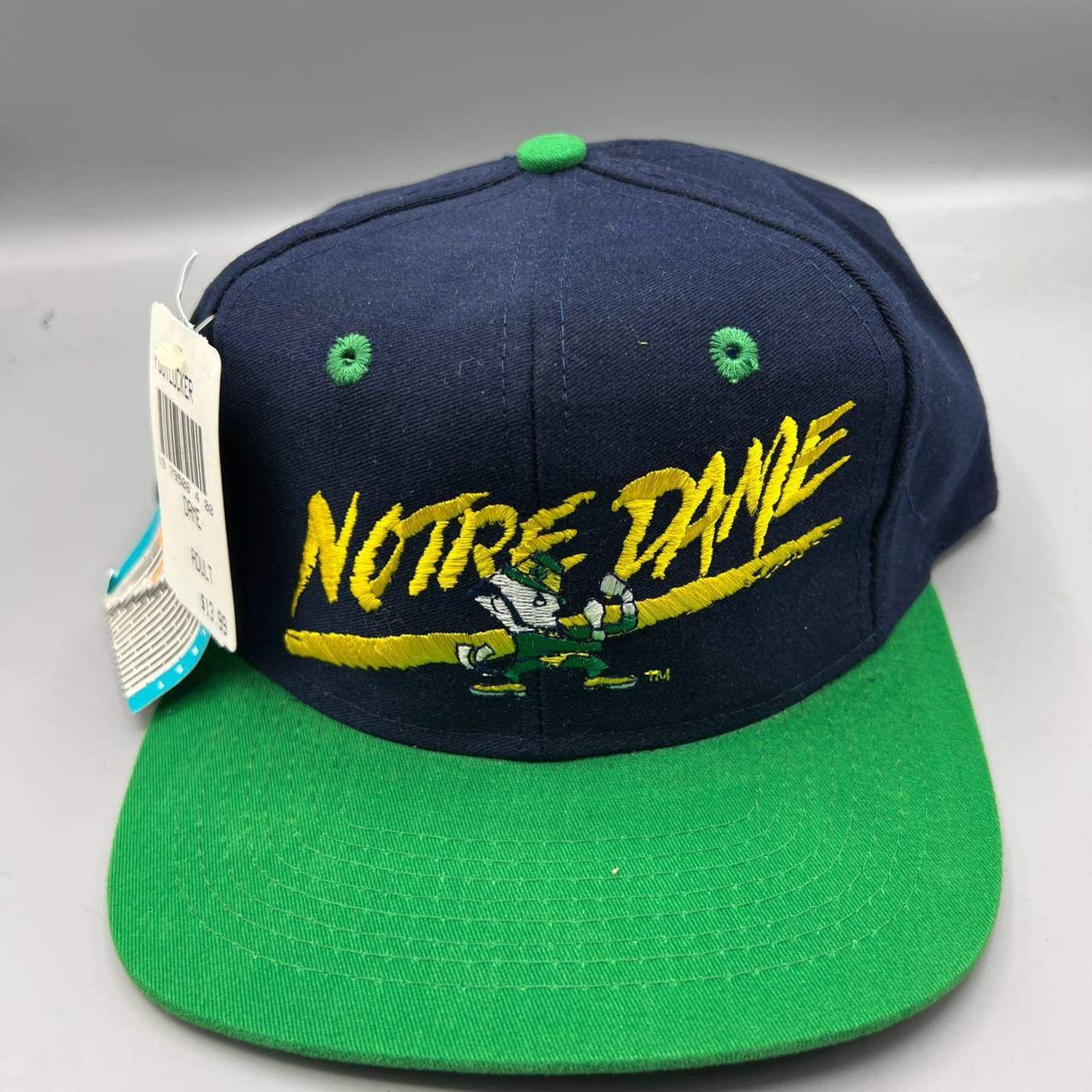 Vintage Notre Dame Fighting Irish Hat Men Green Signatures Snap Back Cap New