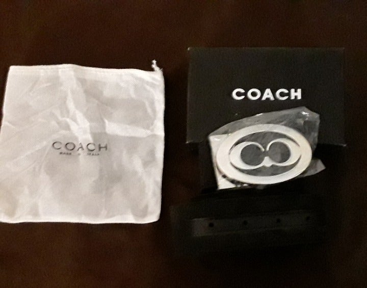 COACH BELT BLACK WITH CROM BUCKLE