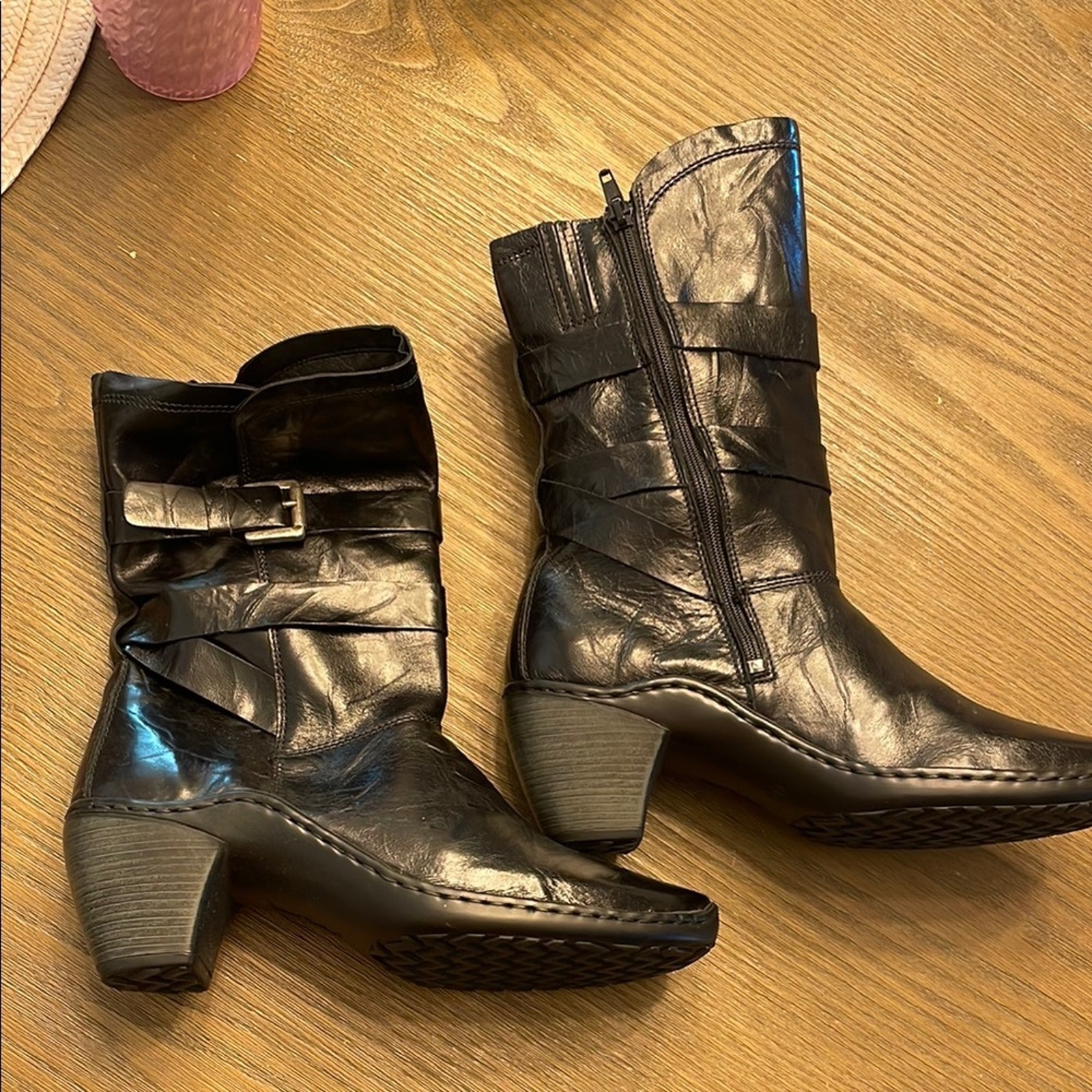 Josef Seibel new Leather faux furr lined Heeled Boots with Buckle