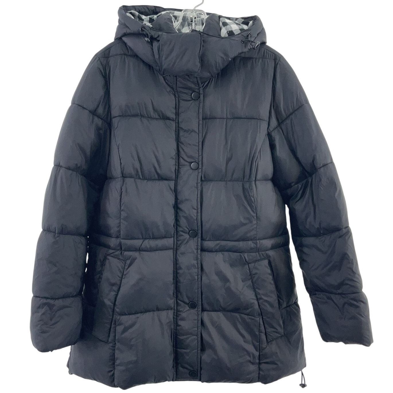 Lucky Brand Black Nylon Hooded Flannel Lined Puffer Jacket Women’s M Pre-Owned