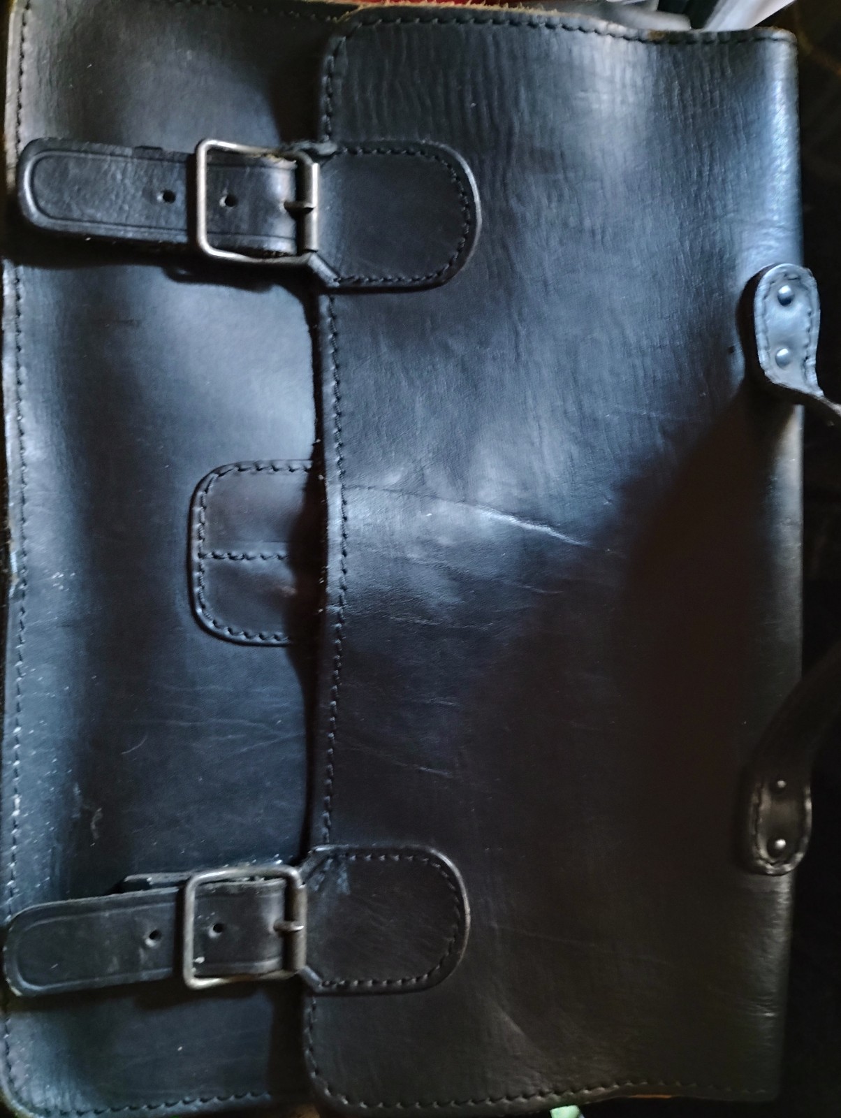 Tivoli Corp. black leather messenger or laptop bag.vintage. made in Holland.