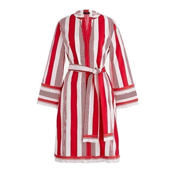 J Crew Belted Cotton Poplin Tunic Stripe Size 10