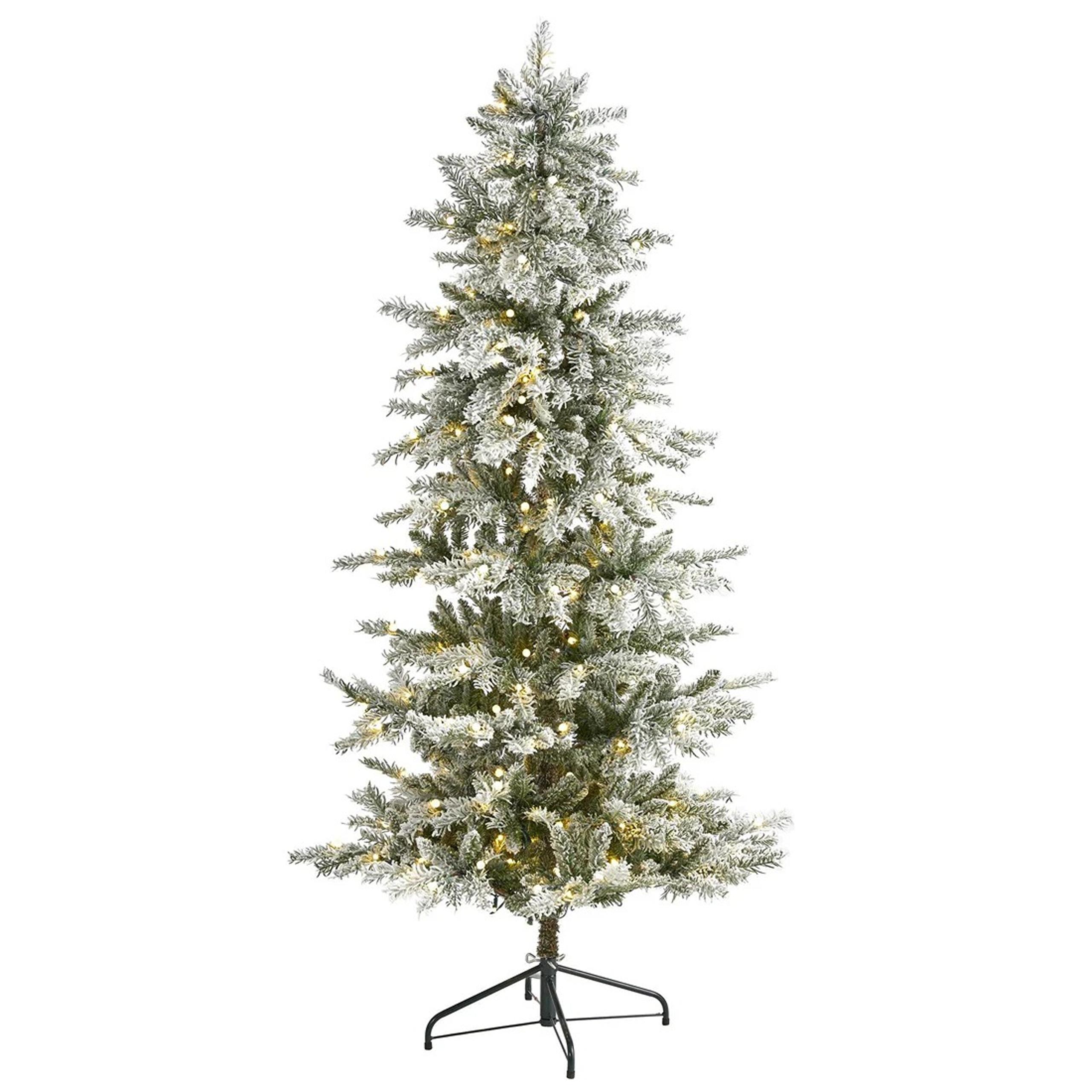 6.5’ Slim Flocked Nova Scotia Spruce Artificial Christmas Tree