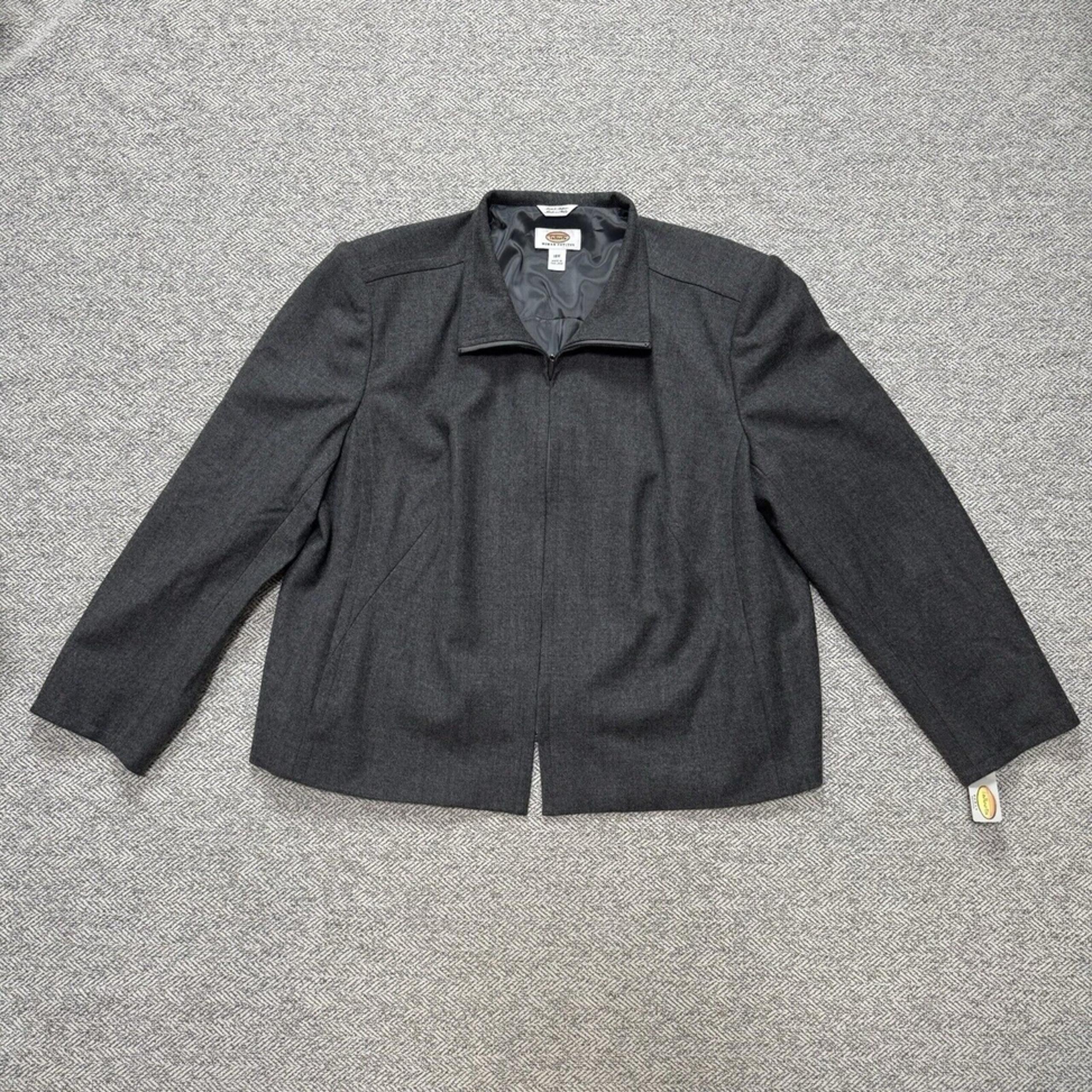 Talbots Petites Jacket Blazer Full Zip Gray Wool Size 18WP New W/Tags Flaws