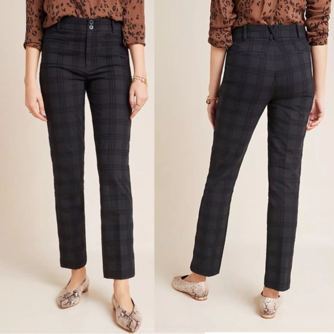 ANTHROPOLOGIE The Essential Slim Jacquard Trousers Size 0