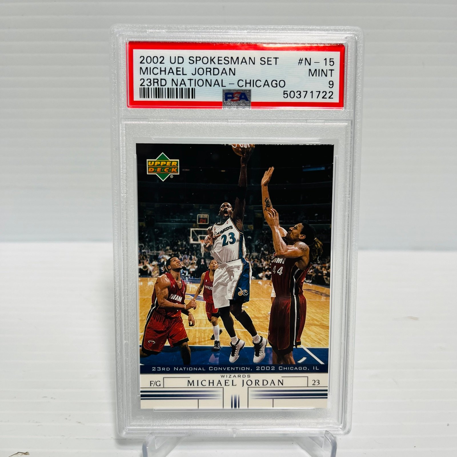 2002 Upper Deck Michael Jordan Spokesman Set/23rd Nat'l #N-15 Wizards PSA 9 MINT