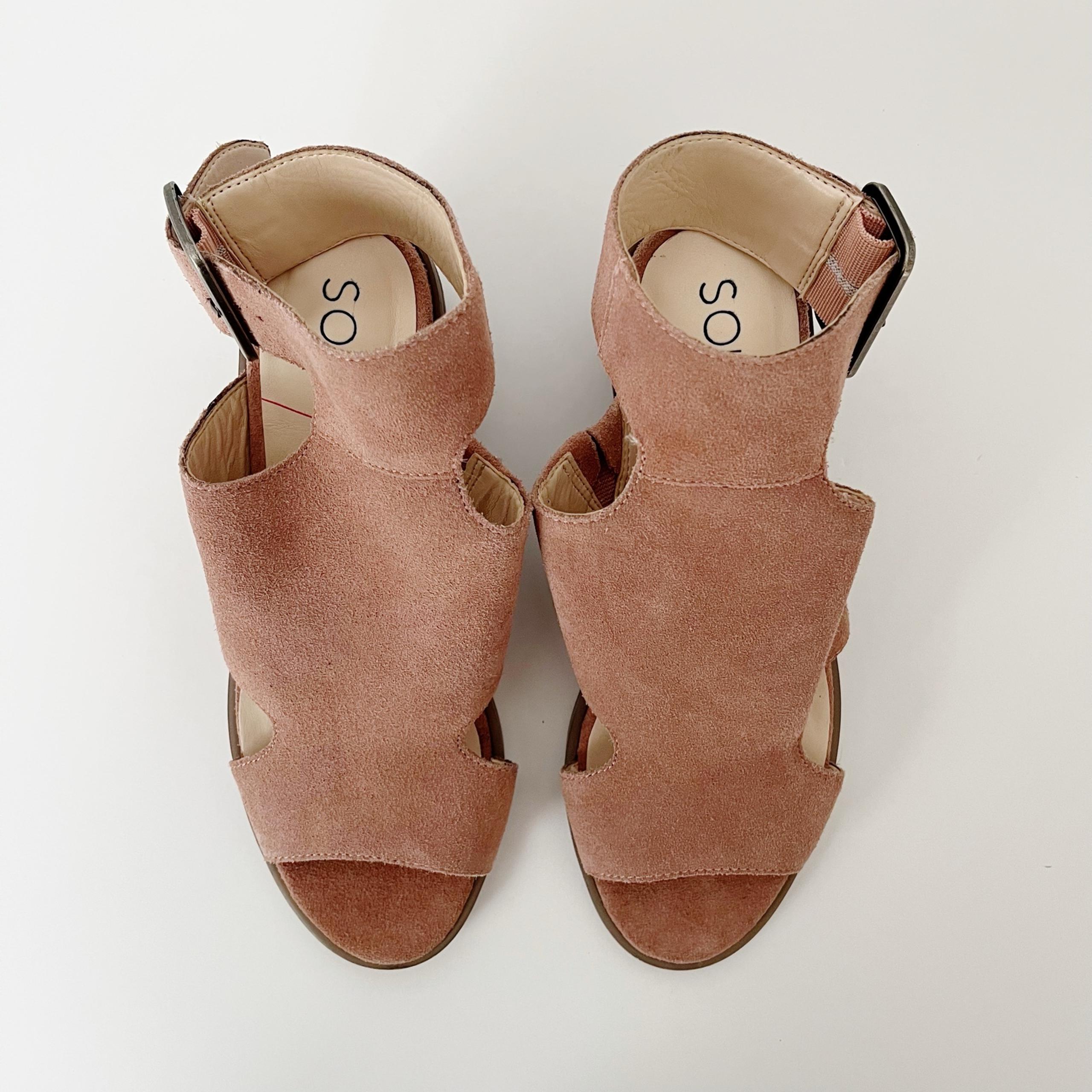 Sole Society So Tally Platform Heels Women’s Size 6.5M Dusty Rose Buckle Leather