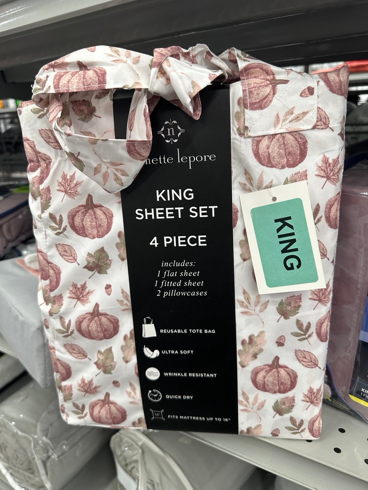 Fall Pink Pumpkin Bed Sheet Set KING Size