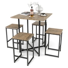 5-Piece Dining Table Set Kitchen Square Square Space-saving Table Set W/Stools