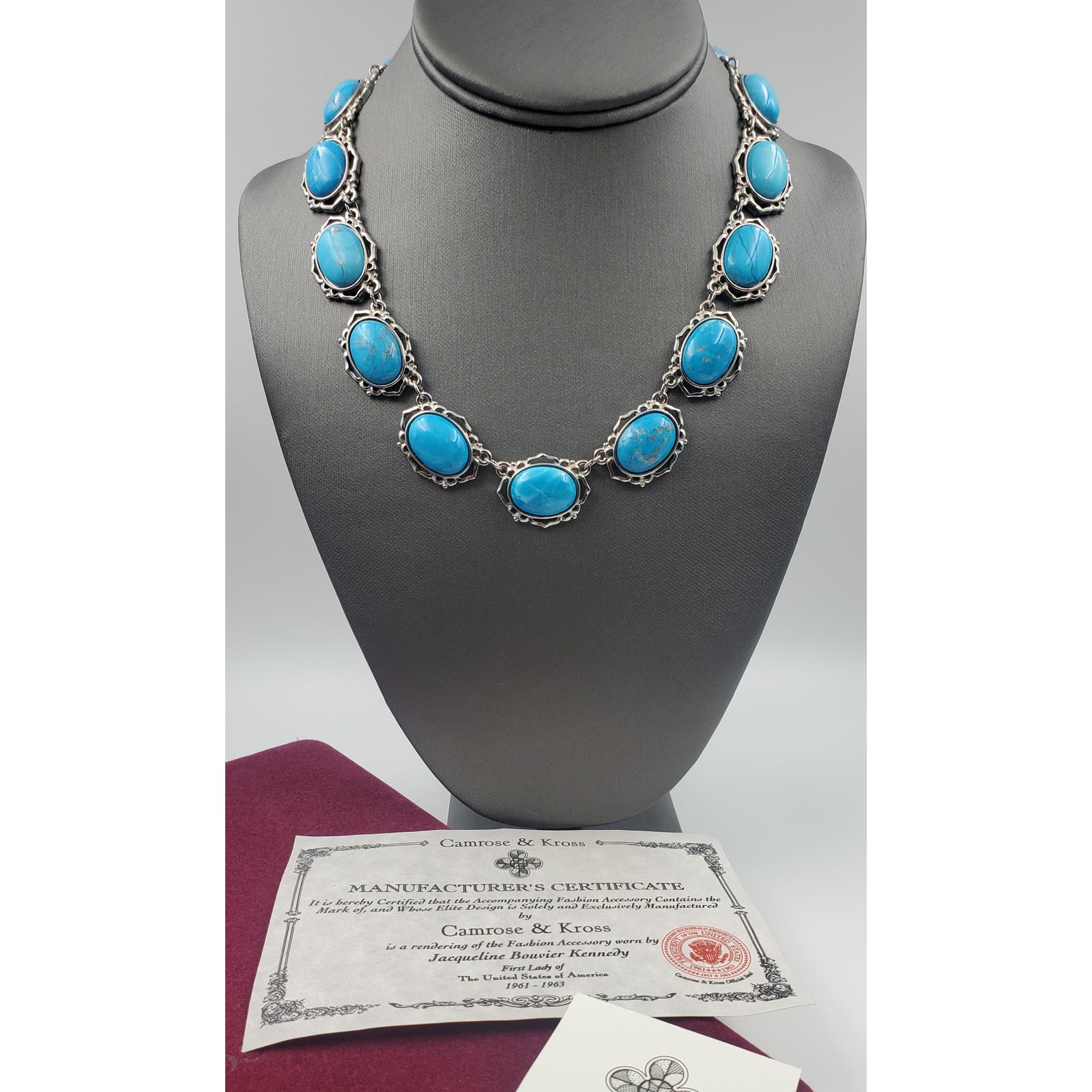 Camrose & Kross Jackie Kennedy Replica Faux Howlite Turquoise Statement Necklace