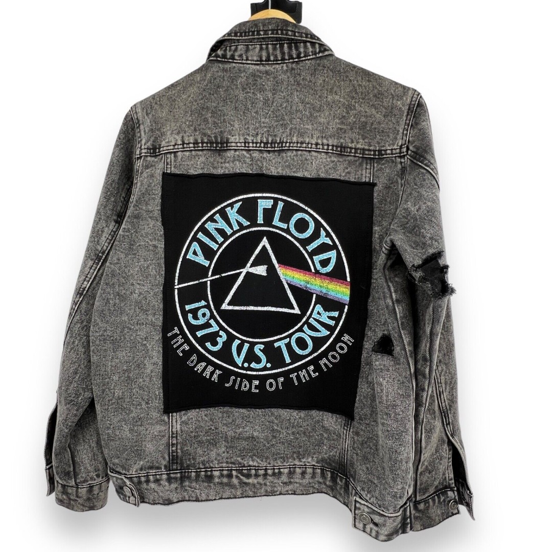 Pink Floyd Denim 1973 U.S Tour Jacket Distressed Stonewash Black Women's M