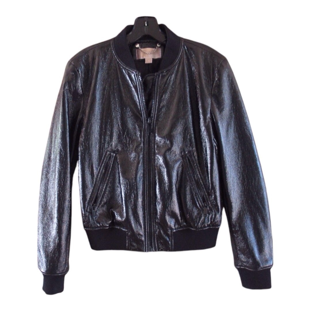 michael kors leather bomber