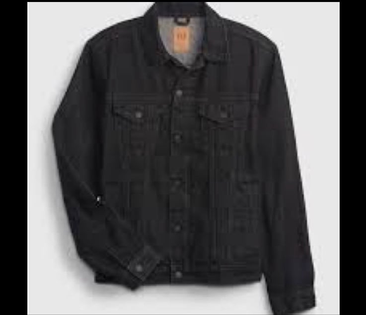 New unisex black denim jacket, size M