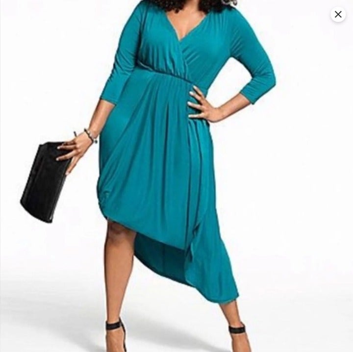 Lane Bryant Asymmetrical Faux Wrap Teal Dress NEW Size 22/24